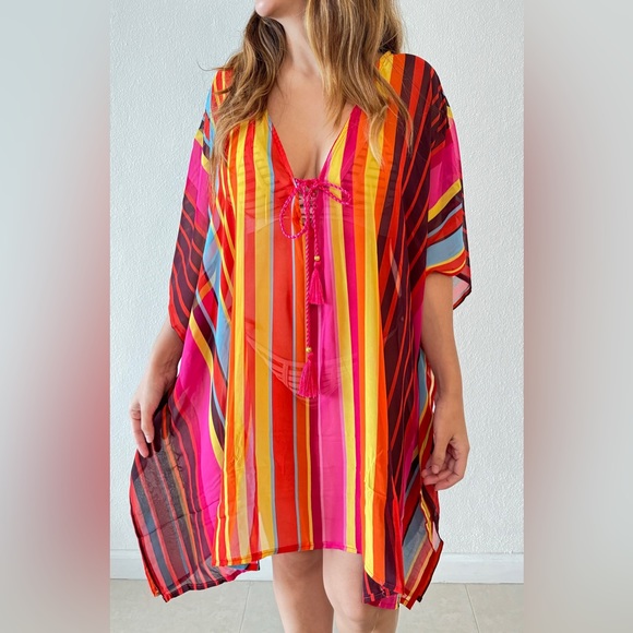 Bijoux Terner Dresses & Skirts - Colorful striped beachwear cover up
